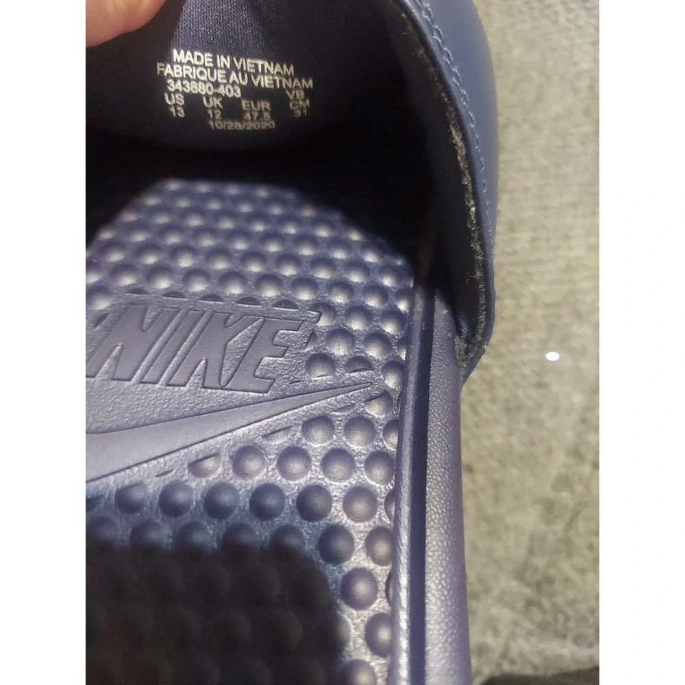 Nike Benassi JDI Men's Slip On Sandals Sz 13 - Navy Blue Waterproof Slides Pool